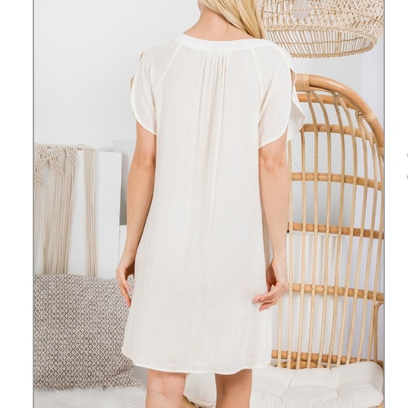 Cream flowing mini dress for summer NEW! Cute 😍 - Picture 6 of 15